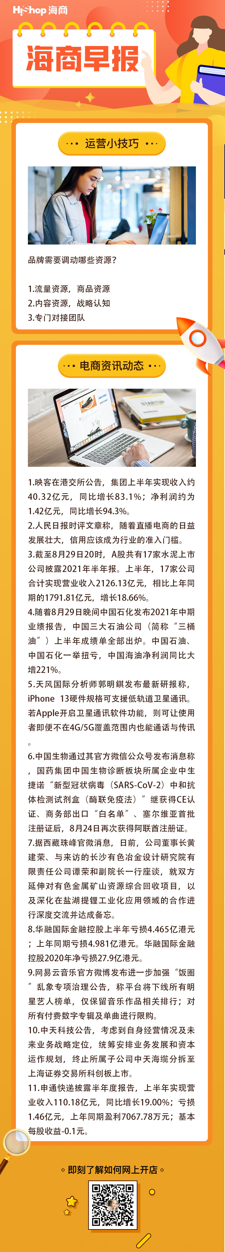 HiShop電商早報——2021年8月30日