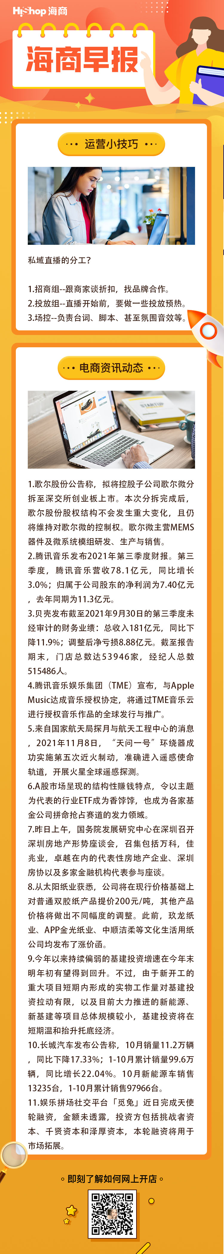 HiShop電商早報(bào)——2021年11月9日